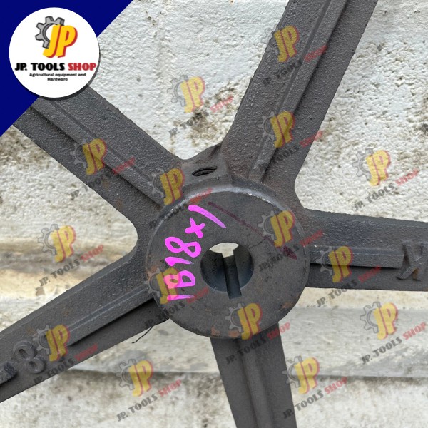 มู่เล่ย์ 1 ร่อง B รูเพลา 1 นิ้ว ขนาด 16 นิ้ว/ 18 นิ้ว อะไหล่ปั๊มน้ำ มู่เล่ย์ฉุดสายพาน อุปกรณ์เสริมปั๊มน้ำ - รูปที่ 4