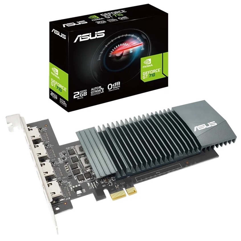 VGA (การ์ดแสดงผล) ASUS GT 710 4H SL 2GB GDDR5 (GT710-4H-SL-2GD5) ต่อได้ 4 หน้าจอ 4 HDMI Output Ports