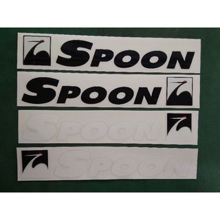 SPOON ( 2 ชิ้น )(สินค้าพร้อมส่ง)  สติ๊กเกอร์spoonสำหรับติดใต้กระจกมองข้างรถยนต์ งานตัดไม่มีพื้นหลัง