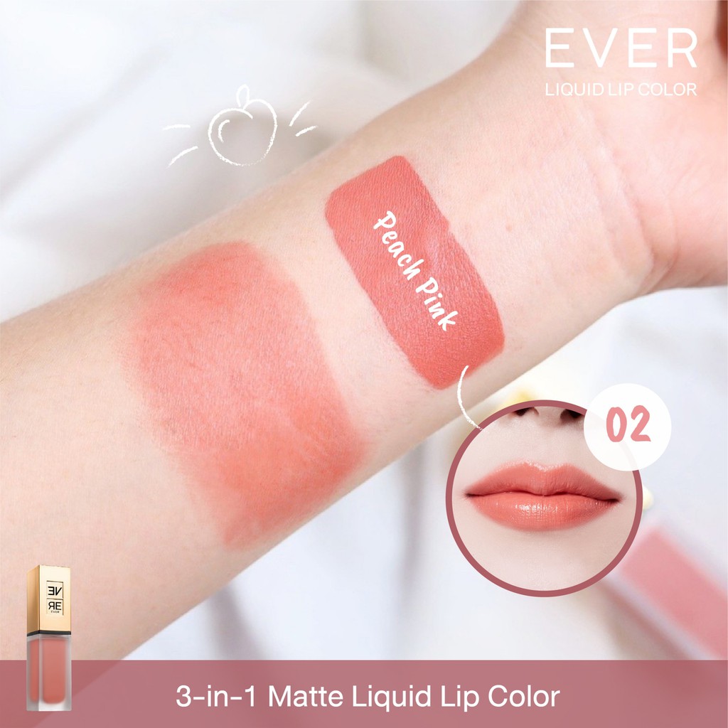 🔥พร้อมส่ง🔥 02 Peach Pink🍑 สีชมพูพีช EVER LIPSTICK ลิปแมท กันน้ำ ลิปเกาหลี เบลนสีสวย 6 กรัม ลิปพีช สี