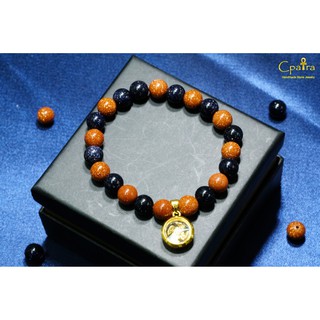 กำไลหิน 8 มิล Blue gold stone &amp; Gold stone