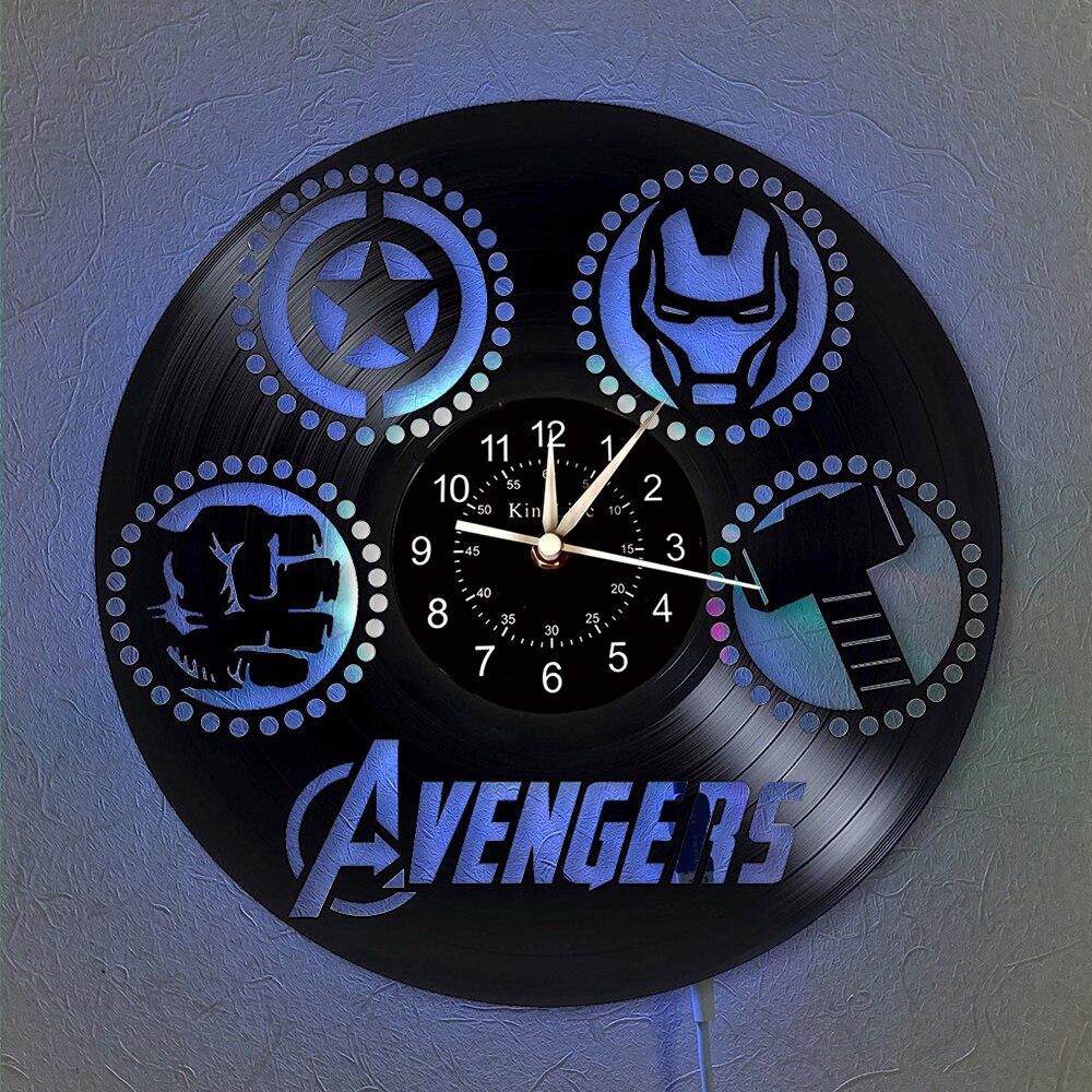 The Avengers Vinyl Record Wall Clock 12-Inch LED Quartz Clock | Home ...