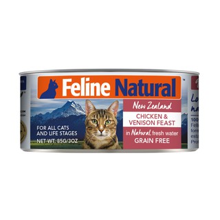 อาหารเปียกแมวระดับพรีเมี่ยม 6 ดาว Feline Natural Chicken &amp; Venison Feast Grain-Free ขนาด 85 กรัม