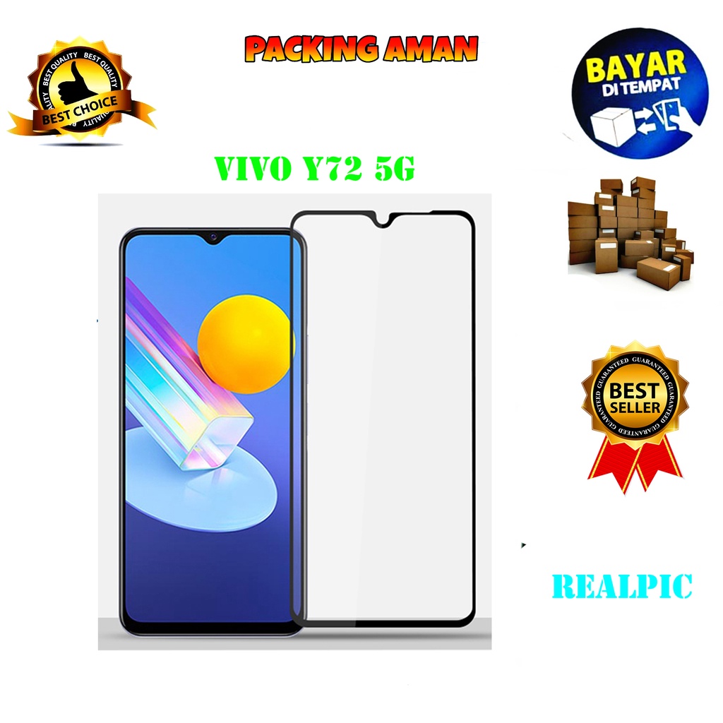กระจกนิรภัย Vivo Y72 5G Full Cover / Full Screen Protector Anti-Scratch