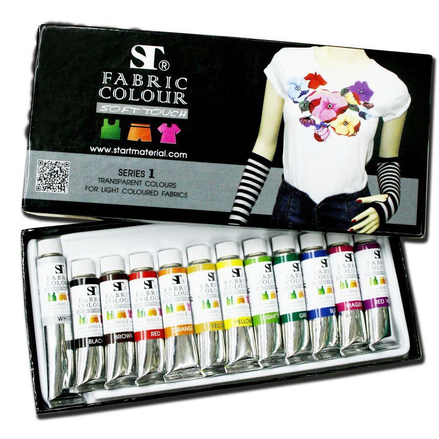 สีเพ้นท์ผ้าโปร่ง ST Fabric Colour Touch Set 6/12 สี ขนาด 5 ml   1 SET