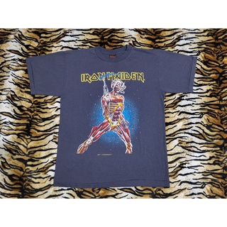 IRON MAIDEN@1987 SOMEWHERE ON TOUR 87 เสื้อวงไอเอิร์นเมเดน เสื้อทัวร์ ผ้าฟอกเฟดสีเทา