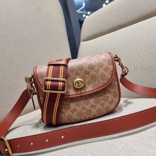 COACH CA093 WILLOW SADDLE BAG IN SIGNATURE CANVAS