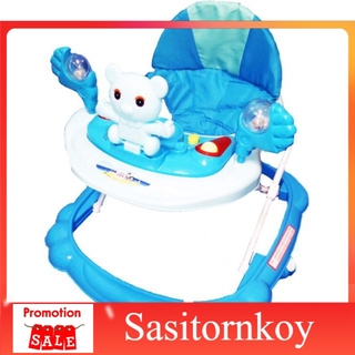 sasitornkoy รถหัดเดินราคาถูก รถหัดเดินเด็กอ่อน กลมรุ่น Happy Bear ปรับระดับได้คละสี(สีฟ้า,ชมพู,เขียว)1คัน รถหัดเดินวงกลม