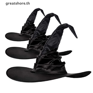 Greatshore หมวกแม่มด แบบพับ สีดํา เหมาะกับงานปาร์ตี้ฮาโลวีน สําหรับผู้ชาย และผู้หญิง