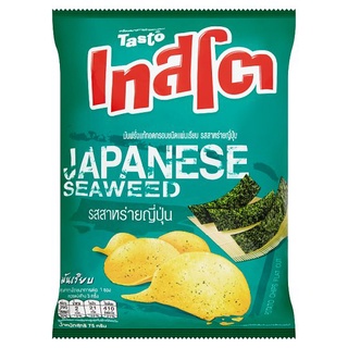 ว๊าว🍟 เทสโต มันฝรั่งแท้ทอดกรอบชนิดแผ่นเรียบ รสสาหร่ายญี่ปุ่น 75กรัม Tasto Japanese Seaweed Flavour Flat Cut Potato Chips