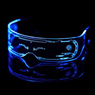 ▨แว่นตาไซเบอร์พังค์ แว่นตาเรืองแสง ความรู้สึกของเทคโนโลยีแห่งอนาคต ชาร์จใหม่ได้ LED Cyberpunk photo props LED ที่มีสีสัน