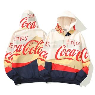 Coca-cola เสื้อกันหนาวแฟชั่นสําหรับ unisex ผ้าฝ้ายแขนยาวพิมพ์ลาย