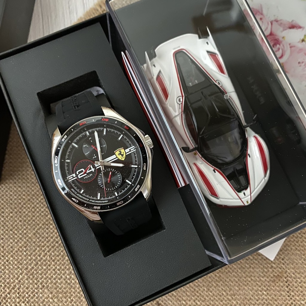 พร้อมส่งที่ไทย🎀นาฬิกา Scuderia Ferrari Speedracer Analog Black Dial Men's Watch-0870045 / 46mm. มาเป็นเซ็ท