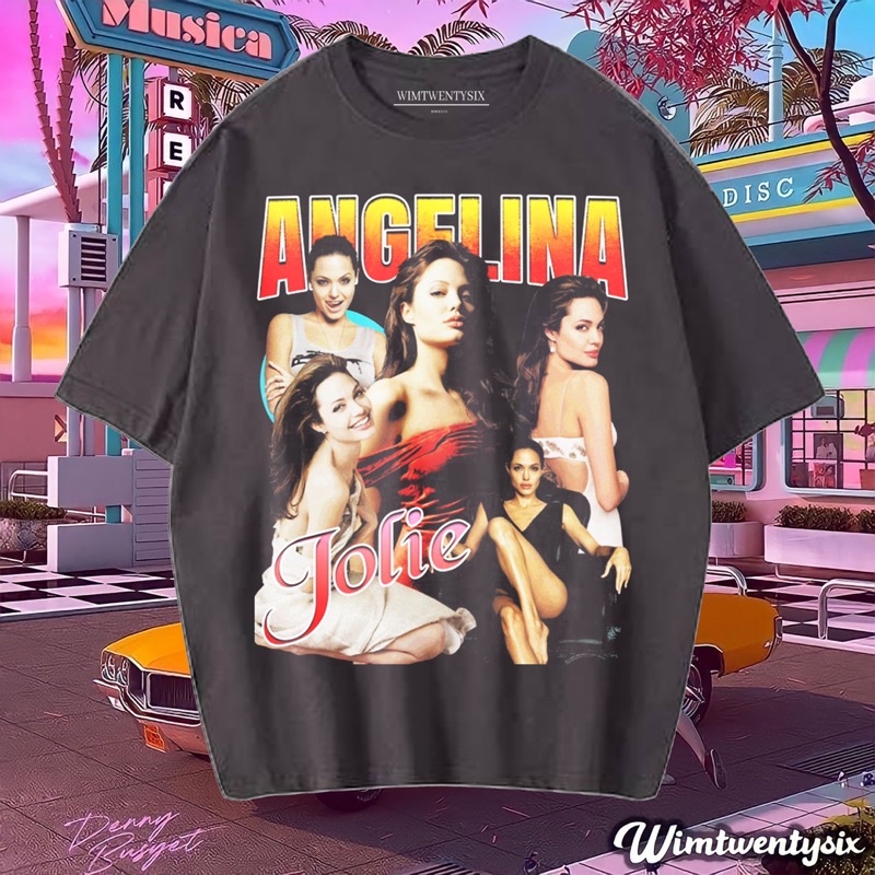 ANGELINA JOLIE VINTAGE RAP TEE (OVERSIZE DARK GREY เสื้อยืด)