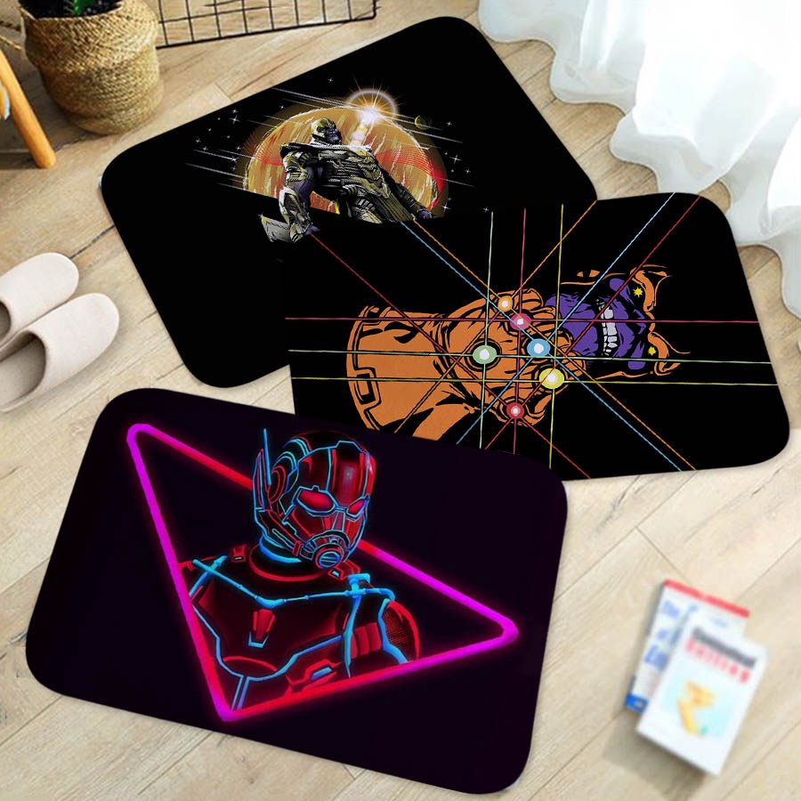 ☎[H&L] 40X60CM Mat Marvel Superhero สีดำพิมพ์พรมปูพื้นพรมปูพื้นนุ่ม