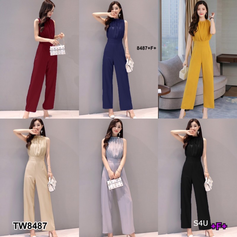 S4U จั้มสูทคอเต่า ขายาว แขนกุด  สีพื้น พร้อมส่ง ชุดไปเที่ยว ไปทะเล ออกงาน งานแต่ง Jumpsuit ชุดทำงาน 