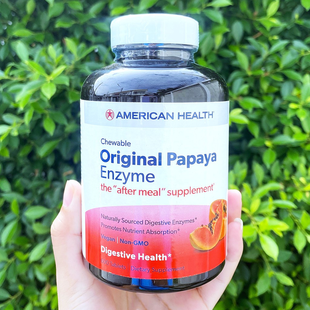 เอนไซม์จากมะละกอ Original Papaya Enzyme 600 Chewable Tablets (American Health®) ช่วยย่อยอาหาร