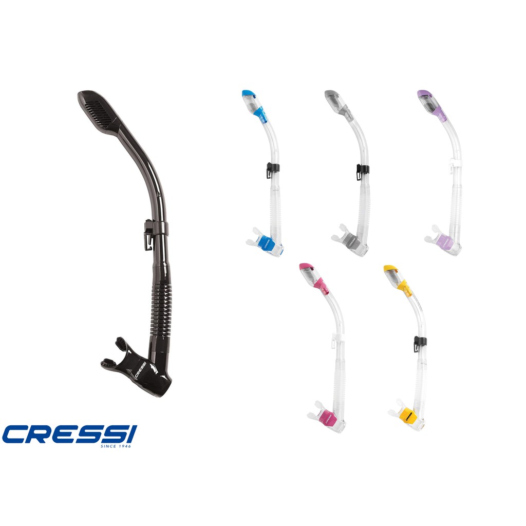 CRESSI DRY PREMIUM SNORKELING AND DIVING TUBE ท่อหายใจใต้น้ำ สำหรับผู้ใหญ่ อุปกรณ์ดำน้ำ ราคา ถูกที่สุด ดีลบีเคเค