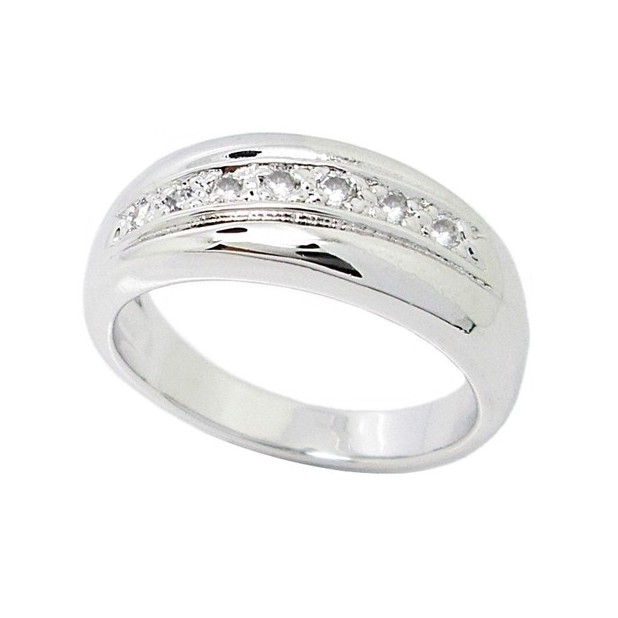 แหวนผู้หญิงมินิมอล แหวนประดับ เพชร cz แท้ เพชรกลม ชุบทองคำขาว ทองคำขาวแหวน