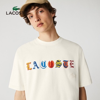 Lacoste เสื้อยืดแขนสั้น คอกลม พิมพ์ลายหนังจระเข้ สไตล์ฝรั่งเศส สําหรับผู้ชาย | Th7290