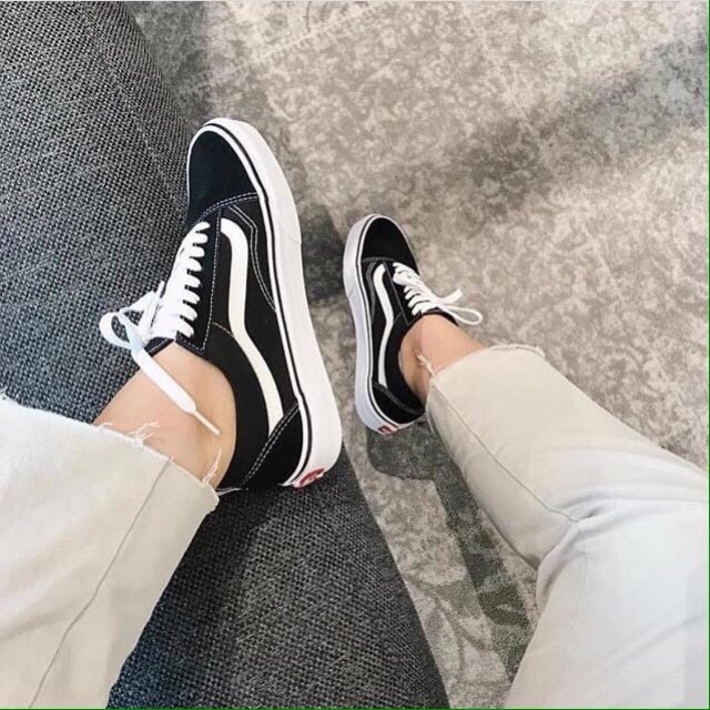 [ส่งฟรีEms+ฟรีกล่อง] สีดำแท้💯% Vans skool old