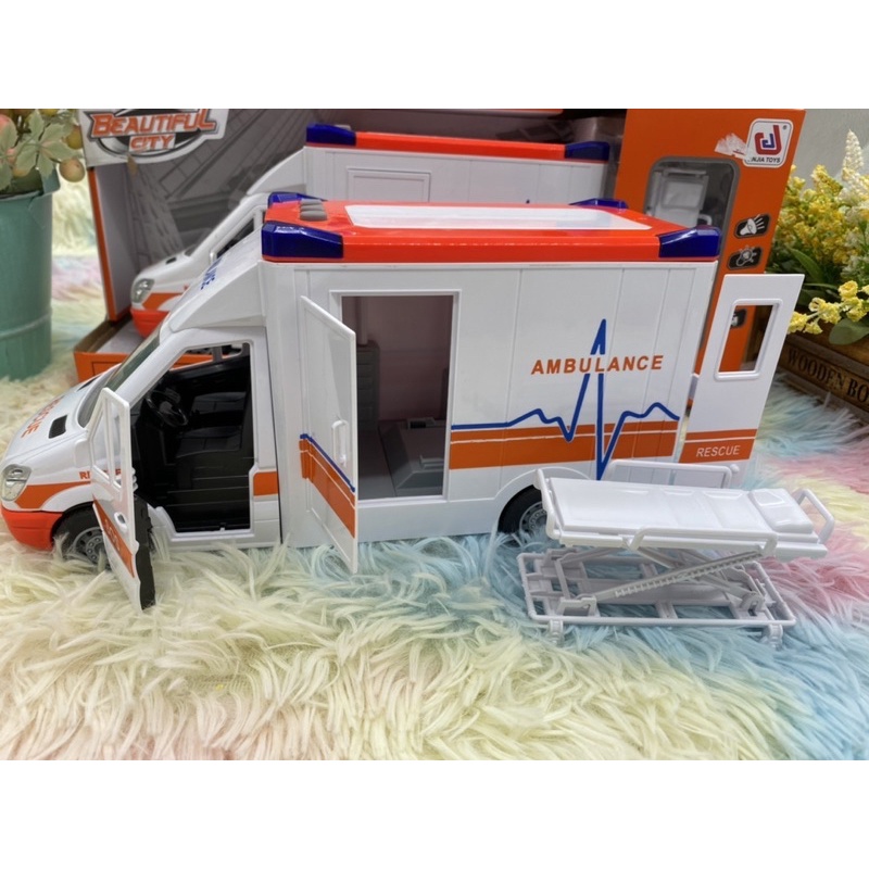 🔥ของเล่นเด็ก รถพยาบาล รถ Ambulance  รถหมอ รถหว๋อ รถพยาบาลมีเสียง ของเล่นเด็กเสริมพัฒนาการ รถพยาบาลทรงสี่เหลี่ยม - รูปที่ 2