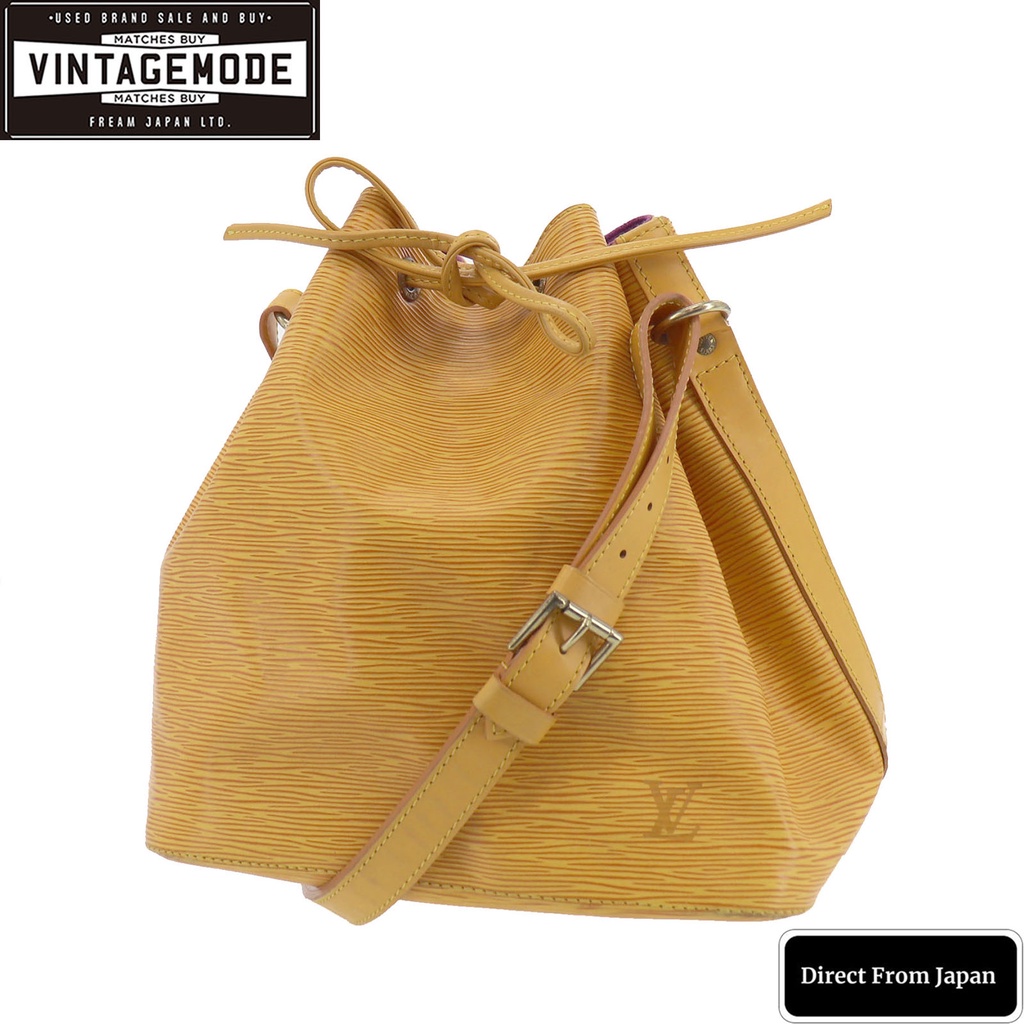 ส่งตรงจากญี่ปุ่น Louis Vuitton Petit Noe กระเป๋าสะพายไหล่ สีเหลือง Epi M44109 #AE751 O