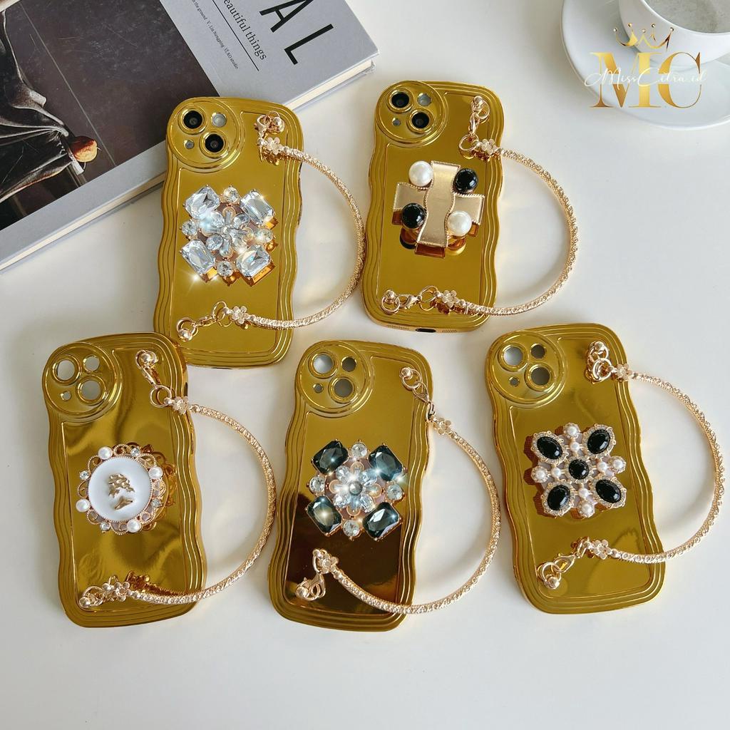 GC25 - GC29 เคส Wave รุ่นกระเป๋าถือโทรศัพท์ Grip 3d Stand Gold สําหรับ Infinix Smart 6 HD MC627