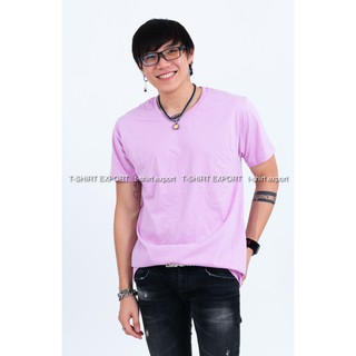 เสื้อยืดแฟชั่น ผู้ชาย T-Shirt cotton 100% คอกลม แขนสั้น สีม่วง พาสเทล