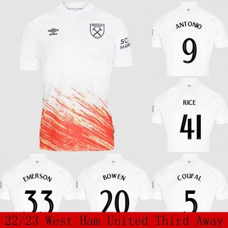 เสื้อกีฬาแขนสั้น ลายทีมชาติฟุตบอล West Ham United 2022-2023 ชุดเหย้า สําหรับผู้ชาย