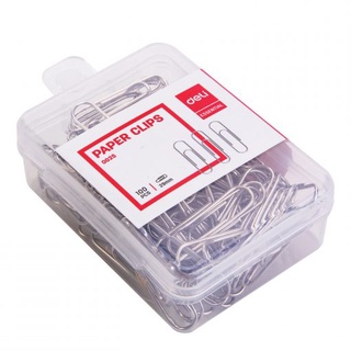 Deli 0025 Paper Clips ลวด ลวดเสียบกระดาษ คลิปหนีบกระดาษ คลิปเสียบกระดาษ ขนาด 29 มม. 100ตัว/กระปุก