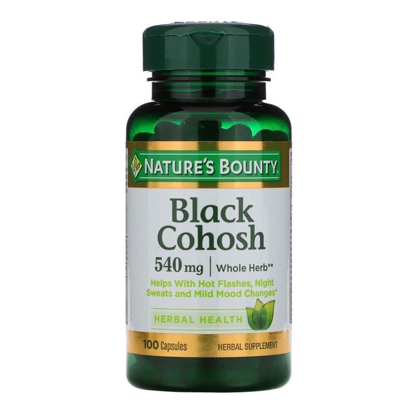 exp 02/2030 แบลกโคฮอส Nature's Bounty, Black Cohosh, 540 mg, 100 Capsules