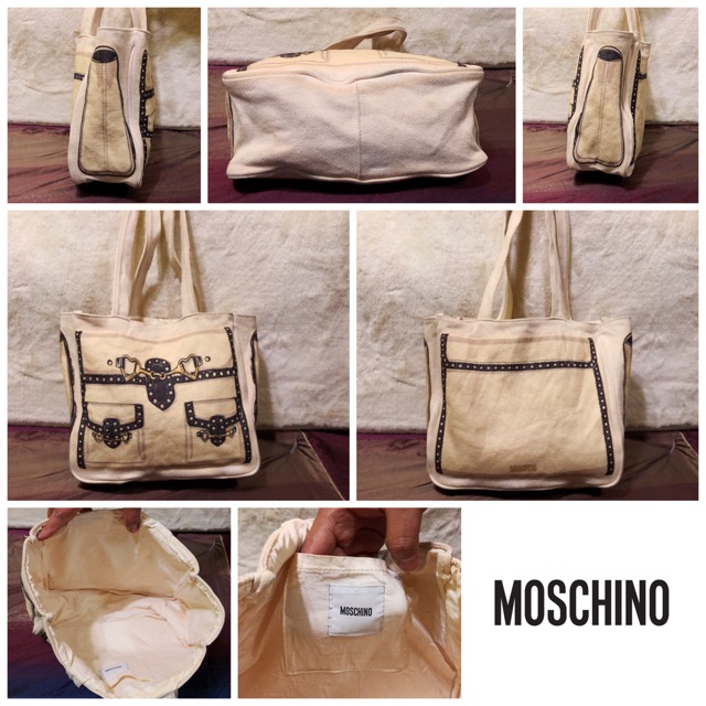 👝: MOSCHINO CANVAS TOTE BAG แท้💯%