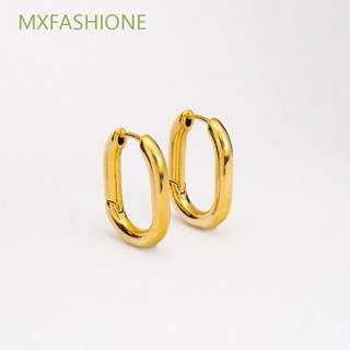 Mxfashione ต่างหูห่วงชุบเงินรูปตัว U สไตล์วินเทจสําหรับผู้หญิงและผู้ชาย