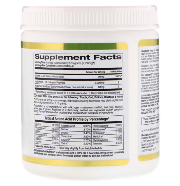 California Gold Nutrition Collagen up 5000 Marine Sourced Collagen ...
