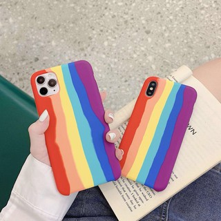 [ส่งจากไทย] iPhone เคสกำมะหยี่ สีรุ้ง ไอโฟน i6,6s,6plus,6splus,i7,i8,7/8plus,Xs,XR,Xs max,i11 pro max สายรุ้งไล่โทน