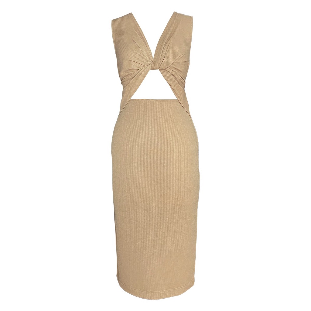 PF22-DR04 SELENA RIB STRETCH MIDI DRESS