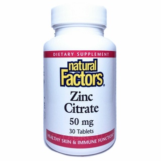 Natural Factors, Zinc Citrate 50 mg 30 Tablets