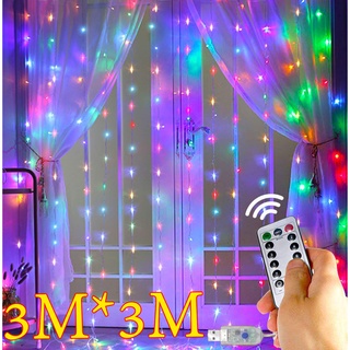 3M*3M 300LED  USBไฟตกแต่งไฟติดห้องไฟแต่งห้องหลอดไฟไฟปิงปองสำหรับงานสังสรรค์งานแต่งงานของประดับตกแต่งตกแต่งห้องแต่งห้องนอนโรงเรือนอุปกรณ์ตกแต่งผ้าม่