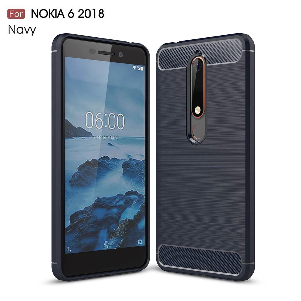 Nokia 6.1 เคสยางซิลิโคนคาร์บอนไฟเบอร์กันกระแทกสําหรับ Nokia 6 2018