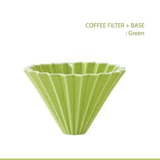 Ratika | Dripper coffee filter + base (origami หลากสี) : สีเขียว