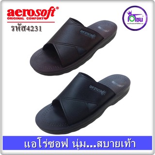 รองเท้าแตะ Aerosoft แอโร่ซอฟ รุ่น 4231 หน้าลายไคว่ ระบายข้าง