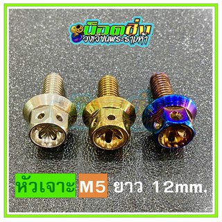 น็อตสแตนเลส หัวเจาะดอกไม้ ขนาดเกลียว m5 ยาว 12 mm.