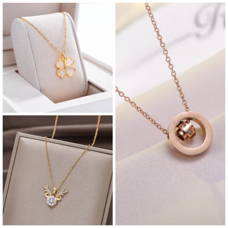 สร้อยคอแฟชั่นเกาหลี 18K Rose Gold เวอร์ชั่นเกาหลี 18K 玫瑰金创意项链
