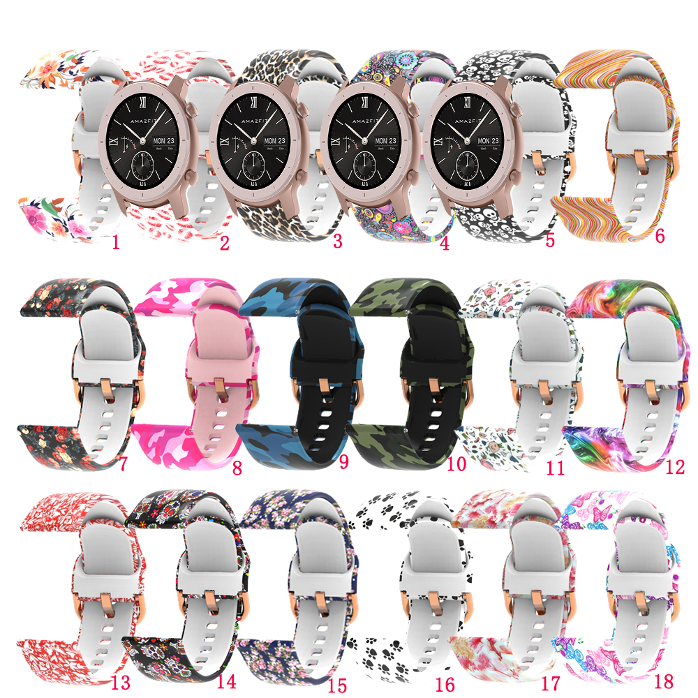 สายรัดซิลิโคนอ่อนนุ่ม Camo สำหรับ Huami Amazfit GTR 42mm GTR mini Active Neo