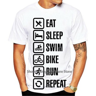 [COD]ขายดี เสื้อยืดลําลอง แขนสั้น คอกลม พิมพ์ลาย Eat sleep swim bike run triathlon สไตล์ฮิปฮอป สําหรับผู้ชาย FPffcn24NNm