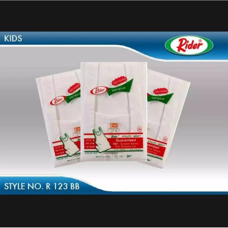 CONTENTTS 1 ชิ้น BOYS UNDERSHIRT SINGLET RIDER R 123 BB STRIPE ขนาด 26-30