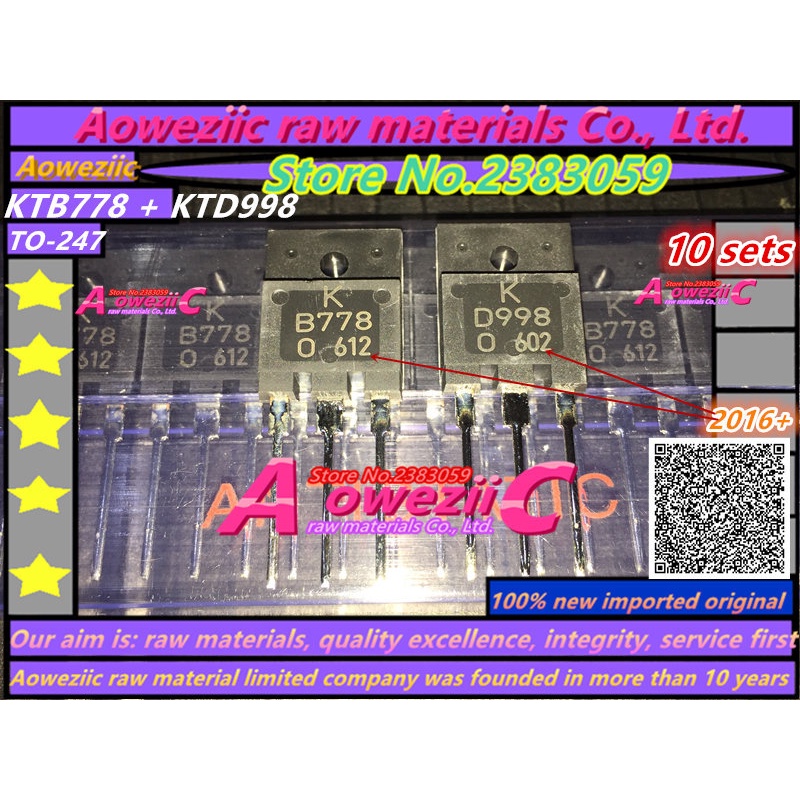Aoweziic  2021+ 100% new imported original KTB778 KTD998 TO-3PF audio power amplifier B778 D998 powe
