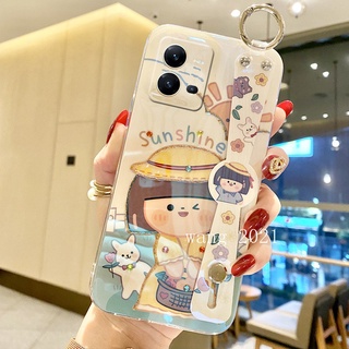 Soft Case VIVO Y16 V25 V25e V25 Pro 5G Y35 2022 Y22 Y22s เคส New Fashion Luxury Colorful Rhinestone Casing Cute Cartoon Back Cover with Wristband เคสโทรศัพท