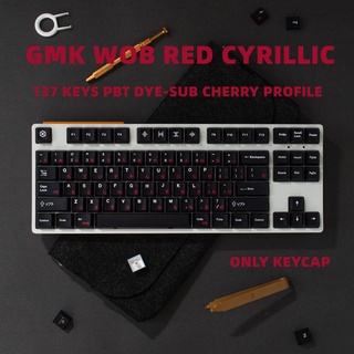 Gmk WOB Red Cyrillic PBT ปุ่มกดคีย์บอร์ด 130 คีย์ DYE สําหรับคีย์บอร์ด Mechanical